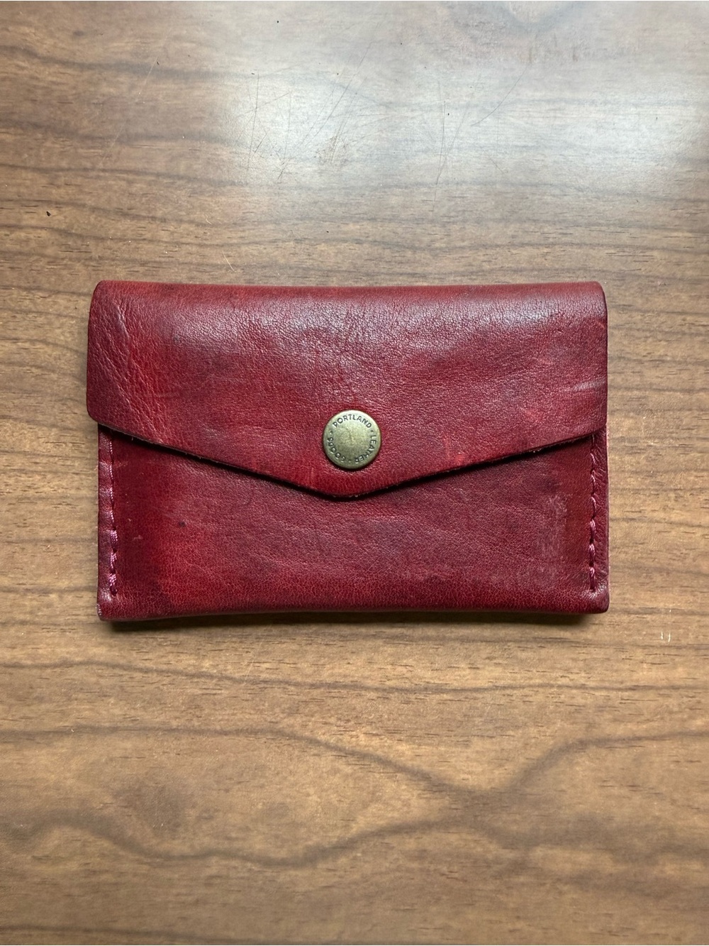 Portland Leather Red Leather Envelope Card Holder
